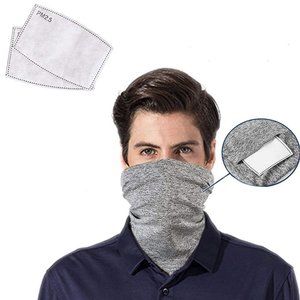 Neck Gaiter 2-Pack with Pocket for Filter - Gray